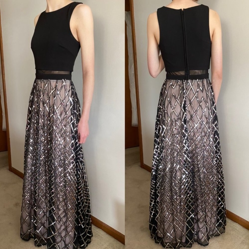 Black and Silver Sequin Dress